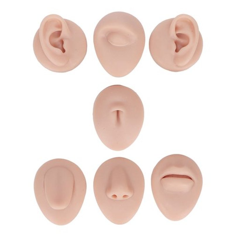 Body Piercing Practice Model Easy to Operate Mouth Navel Ear Model Simulation Silicone for Beginner (Medium Skin Color)