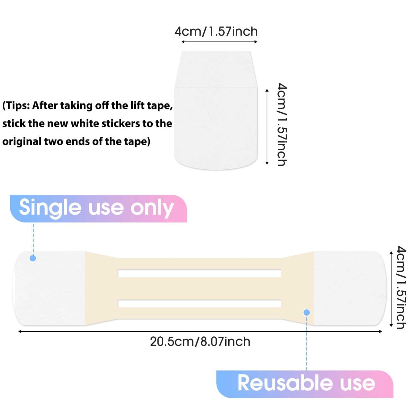 Neck Lift Tape Invisible, Face Tape Lifting 20Pcs Neck Tightening & Lifting Tape for Sagging Skin, Double Chin & Wrinkles, Breathable Reusable & Waterproof Neck Lift Strips for Women