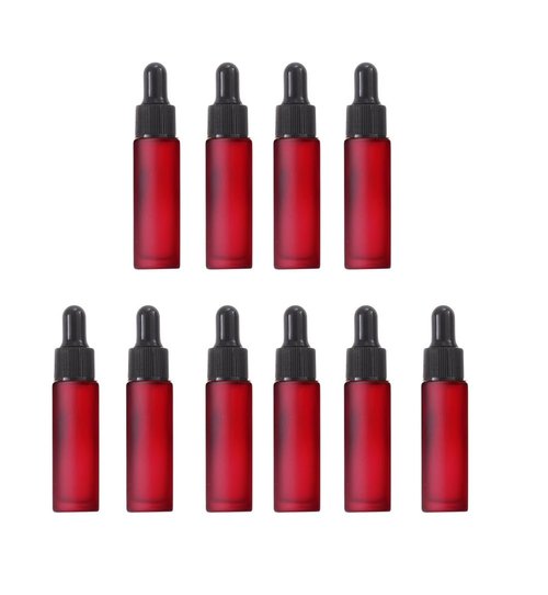 YORROR 10 Pcs 10ml Red Glass Dropper Bottle with Eye Dropper,Empty Refillable Dropper Bottle Travels Bottle for Essential Oils,Aromatherapy,Perfume,Cosmetic,Laboratory