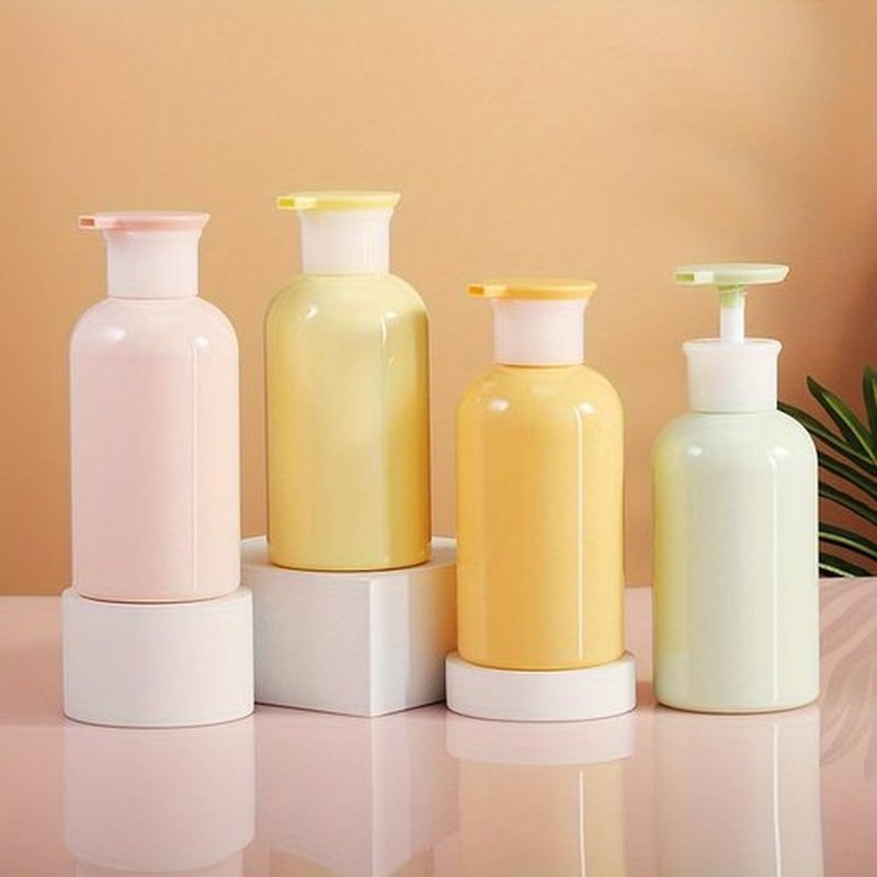 4 Pack Plastic Bottles with Pump Dispenser, Refillable Travel Containers, 300ml (Mix)