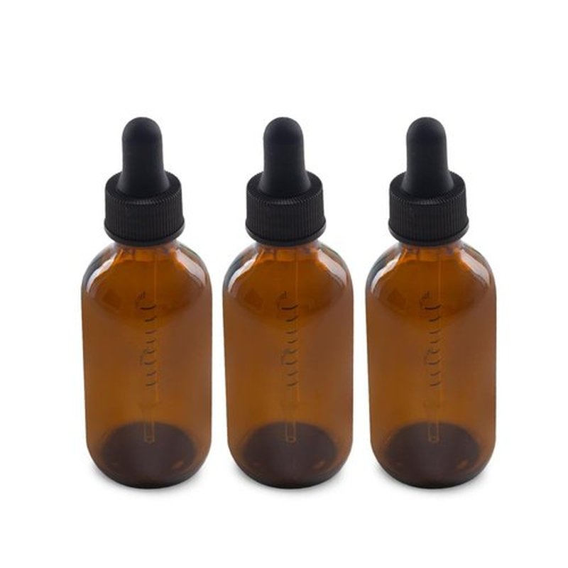 The Bottle Depot - 3 Pack - 2 oz Glass Bottle with Dropper - Clear Amber - 20-400 Neck Finish - Boston Round Bottles - Leakproof Essential Oils Bottles