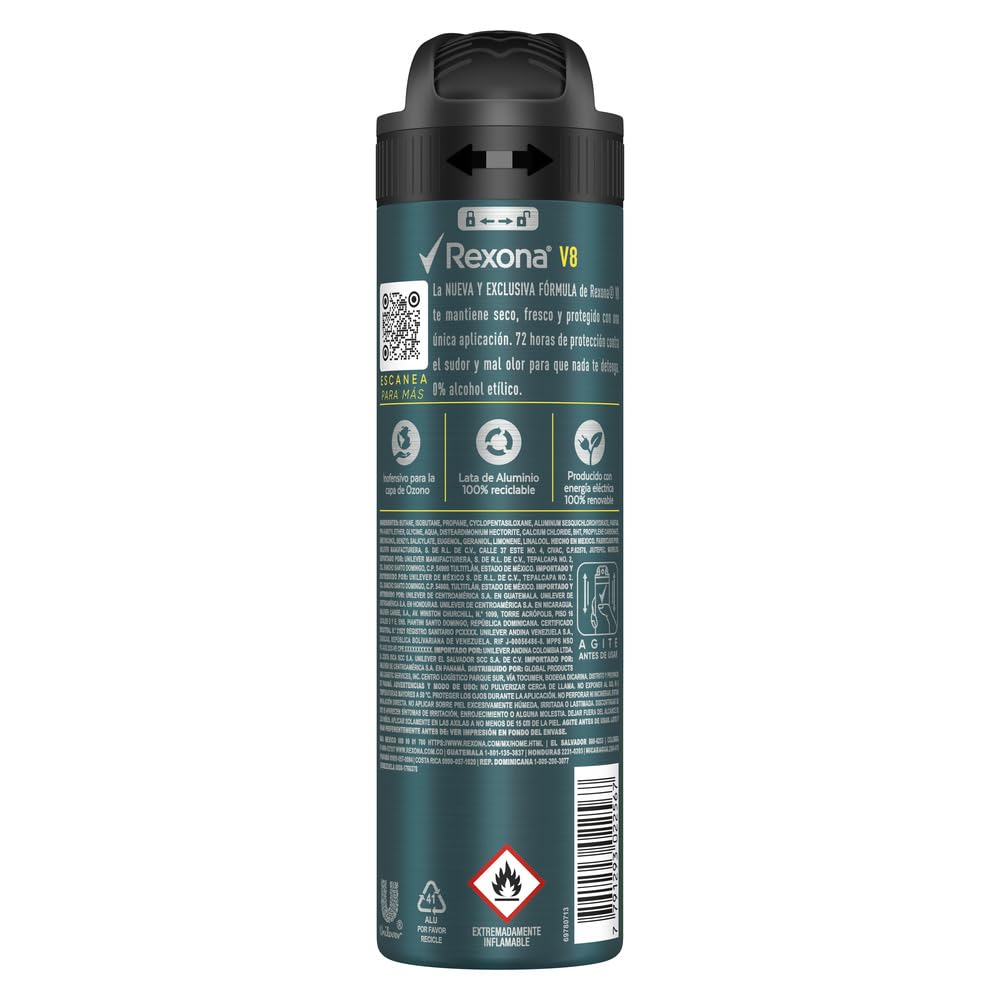 Rexona V8 for Men Anti-perspirant Deodorant Spray 150ml (5 Fluid Ounce) (Pack of 3)
