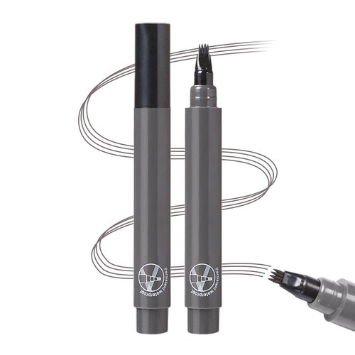 Microblading Eyebrow Pen, 2024 New Magic Eyebrow Pencil with 4 Fork Tip, Natural Brows Eyebrow Pen, Waterproof Fine Stroke Brow Pencil (Gray)