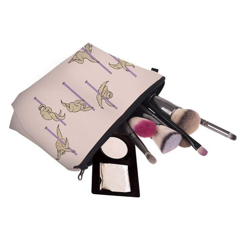 LOOMILOO Cosmetic Bag for Women, Adorable Roomy Makeup Bags Travel Water Resistant Toiletry Bag Accessories Organizer Cute Gifts (pole dance sloth 51819)