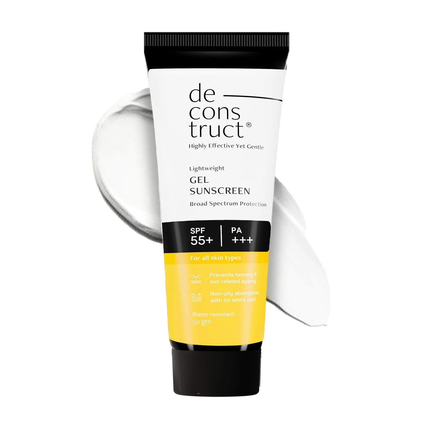 Decon'struc.t Face Gel Sunscreen SPF 55+ PA+++ | Broad Spectrum Sun Protection | Gel-Based Formula for Oily, Combination, and Normal Skin | Lightweight, Non-Greasy, No White Cast – 50g
