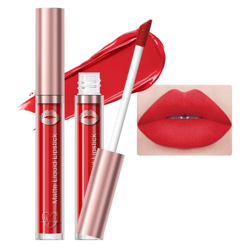 JUAAZIN Mordant Red Matte Liquid Lipstick, With Highly Pigmented and Rich Colors Lip Gloss, Long-Lasting Wear Non-Stick Cup Not Fade Waterproof Lipstick Makeup for Women(Mordant Red 15#)