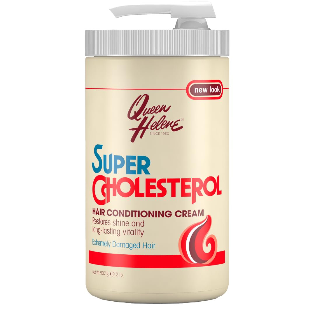 Queen Helene Super Cholesterol Conditioning Cream – Moisture Treatment for Very Dry or Over-Processed Hair - 32 oz Jar