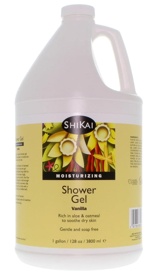 Daily Moisturizing Shower Gel - Hydrating Aloe Vera & Oatmeal | Vanilla Scented Body Wash for Dry Skin Relief - 1 Gallon