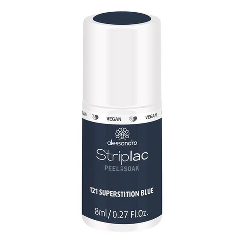 alessandro Striplac Peel or Soak Nail Polish - Long Lasting Wear - Quick Drying Time - Offers a Variety of Colors - Delivers Professional Results - Vegan - Cruelty Free - Superstition Blue - 0.27 oz