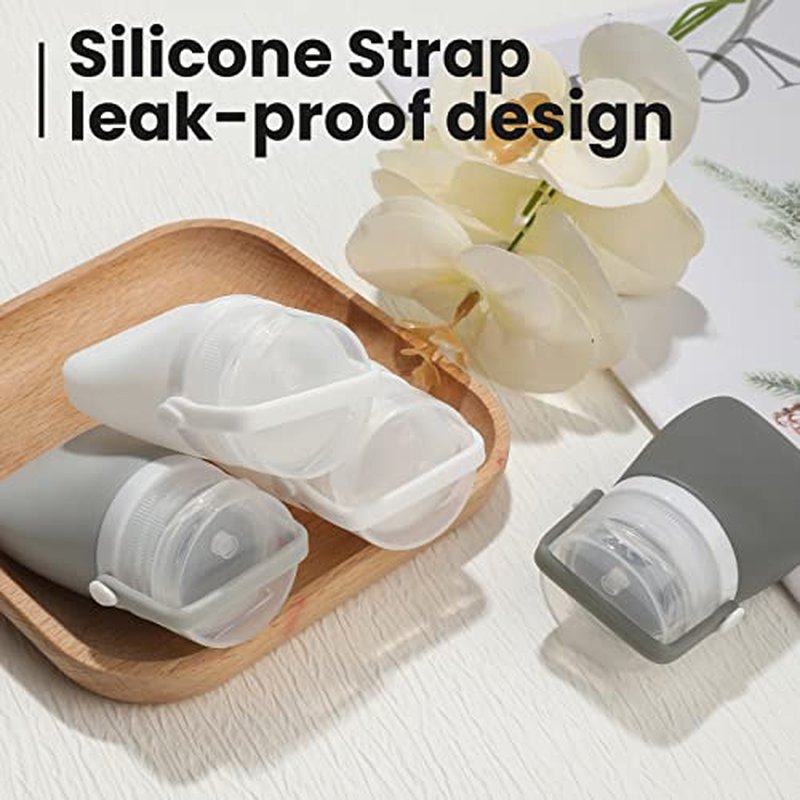 RONRONS Silicone Travel Bottles, 1oz Sauce Salad Dressing Bottles Condiment Container Small for Shampoo Toiletries Conditioner (2 Pieces)