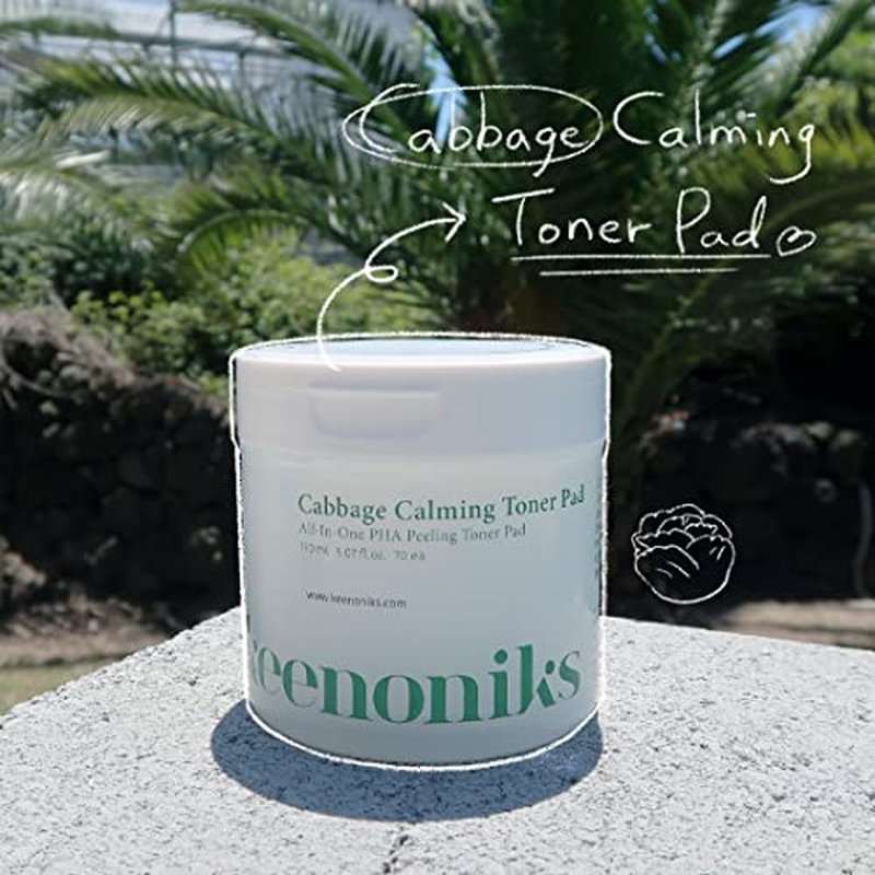 Keenoniks Dual Texture Toner Pads with Essence 70ea Value Pack - Cabbage Calming to Soothe, Minimize Pores and Control Sebum | Wipes for Mild Exfoliator, Skin Balancing | Korean Skincare - (5.07Oz)