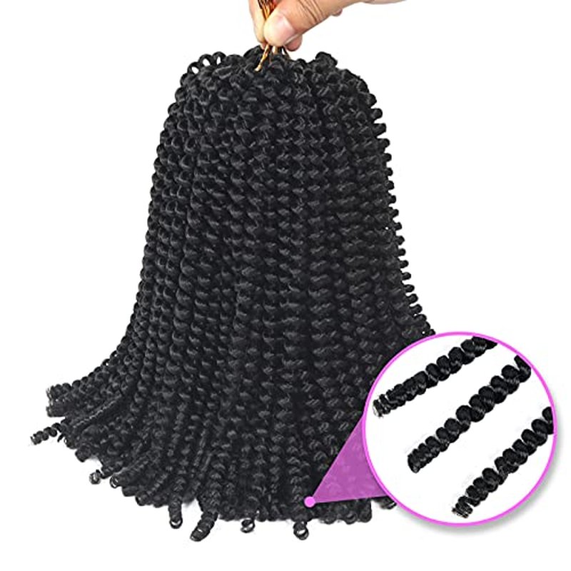 8 Inch Spring Twist Hair 6 Packs Spring Twists Butterfly Crochet Hair Fluffy Spring Twist Crochet Hair Bomb Twist Hair Spring Twist Brinding Hair for Black Women 15 Strands 55g/Pack(8 inch, 1B)