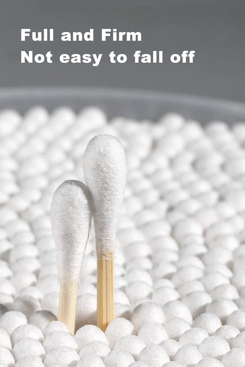 1000 Count Cotton Swabs by Xumzee, Sturdy Bamboo Sticks with Thick Cotton, Small Packages Suit for Travel and Storage, Biodegradable, Chlorine-Free Hypoallergenic Qtips