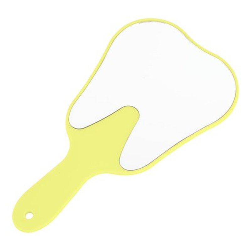 Annhua Hand Mirrors with Handle Tooth-Shape Dental Mirror Tool Face Mirror Yellow, Hand Held Travel Mirror Small and Cute, Used for Oral Clinic, Salon, Barber and Hairdressing