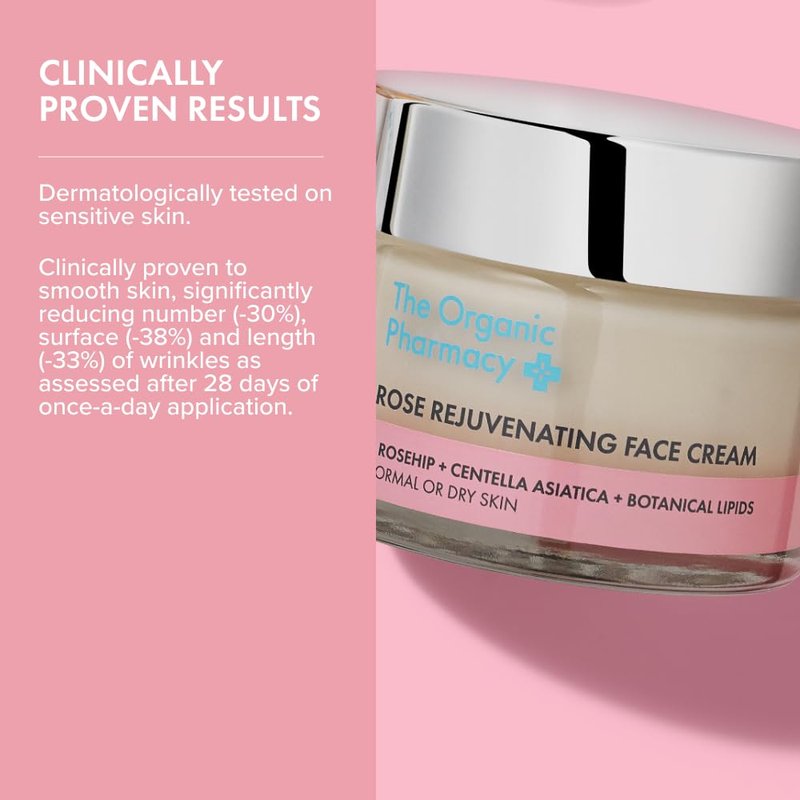 Rose Rejuvenating Face Cream - Anti-Aging Moisturizer with Rosehip Oil & Centella Asiatica | 50ml for All Skin Types
