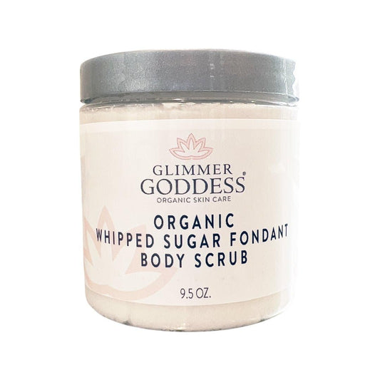 Organic Whipped Sugar Body Scrub - Unscented Moisturizer for Soft Skin | 9.5 oz Hydrating Exfoliant