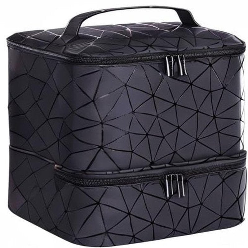 RZMAYIS Nail Polish Carrying Case Bag-Holds 30 Bottles, Double-Layer Nail Polish Storage and Nail Dryer Case (Black)