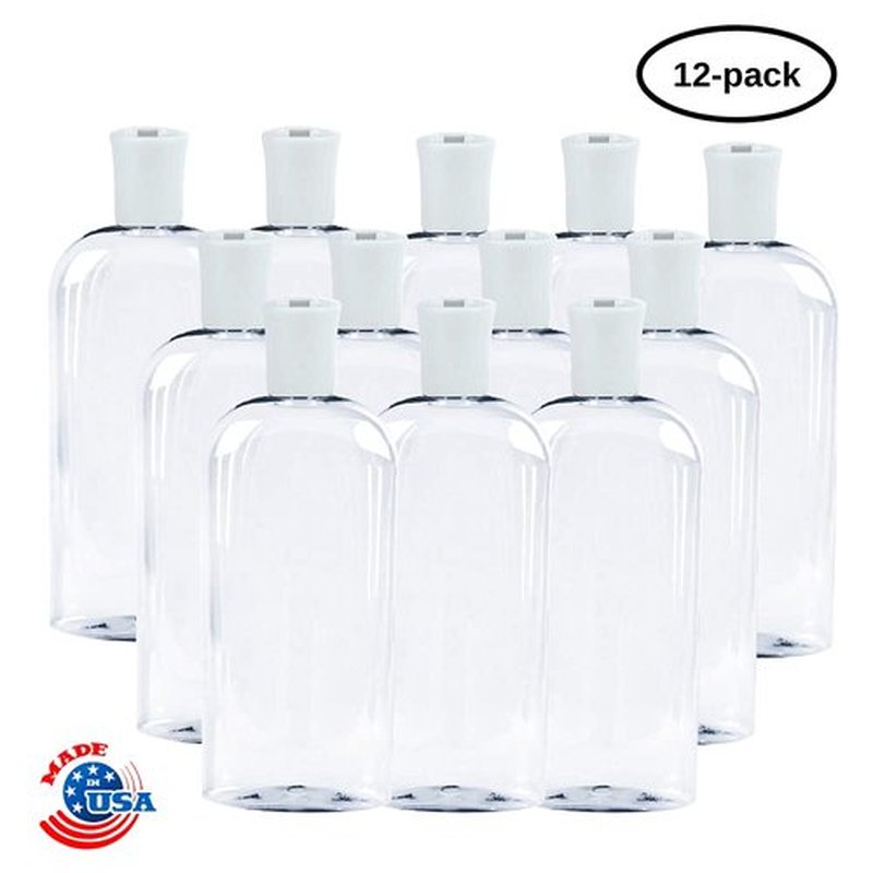 JNDUBZ Plastic Squeeze Bottle with Flip Cap 8 Oz - Refillable Portable, Travel Size, Leak Proof and Reusable for Household Use, Shampoo, Conditioner, Cleaning Solutions (12 Pack, 473 ml)