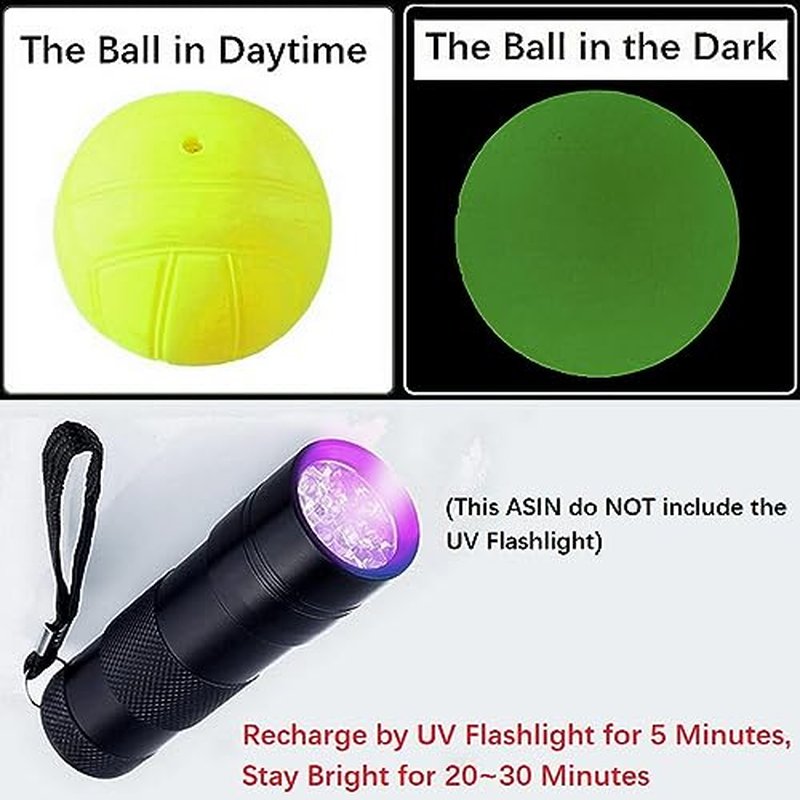 Aolowewin Glow in The Dark Spike Replacement Balls, Roundnet Game Balls - Play at Night, Light Up for 20~30 Minutes (3X Glow Balls)