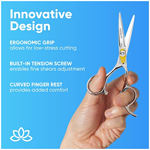 Equinox Professional Razor Edge Series Barber Hair Cutting Scissors - Japanese Stainless Steel Salon Scissors - 6.5¡± Overall Length - Fine Adjustment Tension Screw - Premium Shears for Hair Cutting