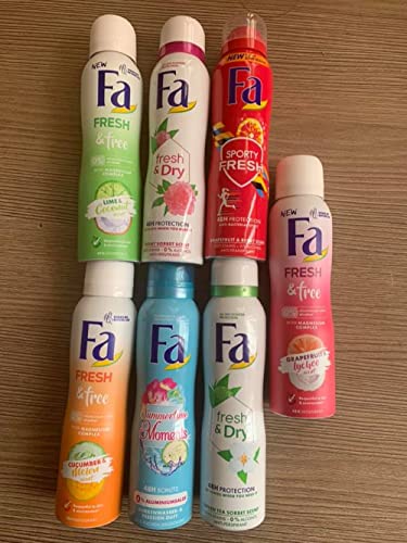 Economy size 200ml/6.7 ounces Fa 48h Deodorant Spray for Men & Women (4 Packs) (Cucumber Melon)