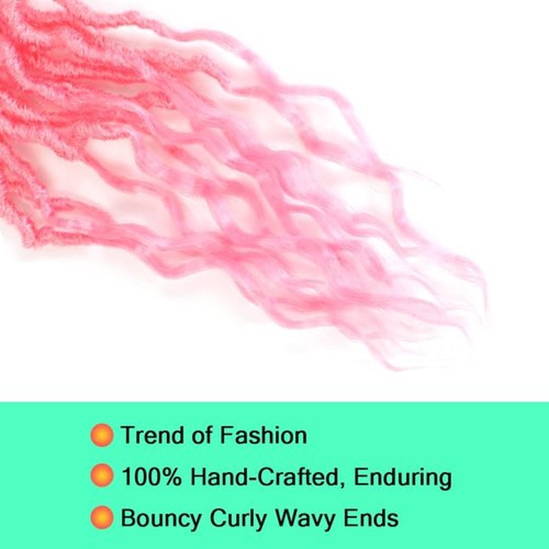 Faux Locs Crochet Hair (14 Inch) XCRUIQO Soft Locs with Curly Ends Goddess Locs Synthetic Boho Crochet Faux Locs for Women Pre Looped (8 Packs, Pink#)
