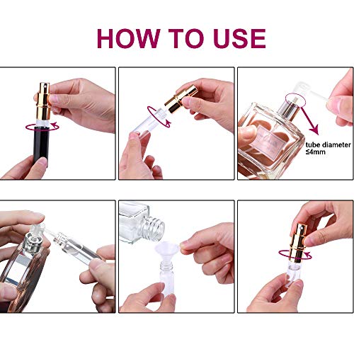 Zingso Refillable Travel Perfume Atomizer Bottles, 3 Pcs 6ml, Mini Portable Spray Bottles for Perfume Aftershave, Empty Travel Bottles with Funnel (Pink, Silver, Purple)
