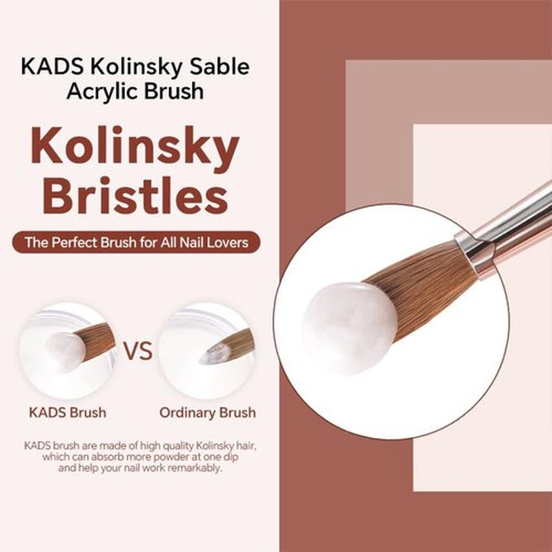 KADS Acrylic Nail Brush with Penholder Nail Brush for Acrylic Application-Oval Shaped Powder Nail Design Tools for Professional Manicure DIY Home Salon (4#)