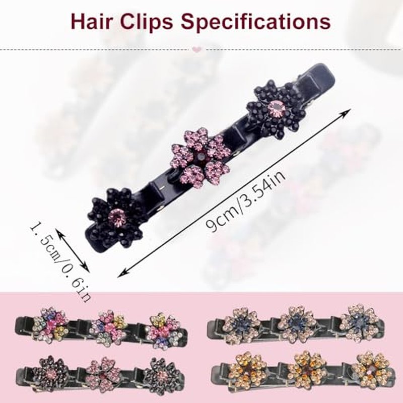 4 PCS Sparkling Crystal Stone Braided Hair Clips Girls,2024 Hair Clips for Women,Hair Clips for Thin Thick Curly Hair,Small Hair Clips Hair Braid Clips for Home Use (4-pc)