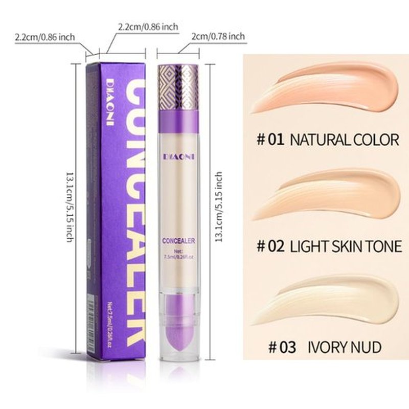 DIAONI Coverage Concealer, High Coverage Concealer Stick, Diaoni Liquid Concealer, Full Coverage Concealer, Hydrating Waterproof and Light Long Lasting, for All Skin Types (#3)