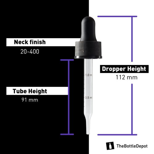 The Bottle Depot - 3 Pack - 2 oz Glass Bottle with Dropper - Black UV - 20-400 Neck Finish - Boston Round Bottles - Leakproof Essential Oils Bottles
