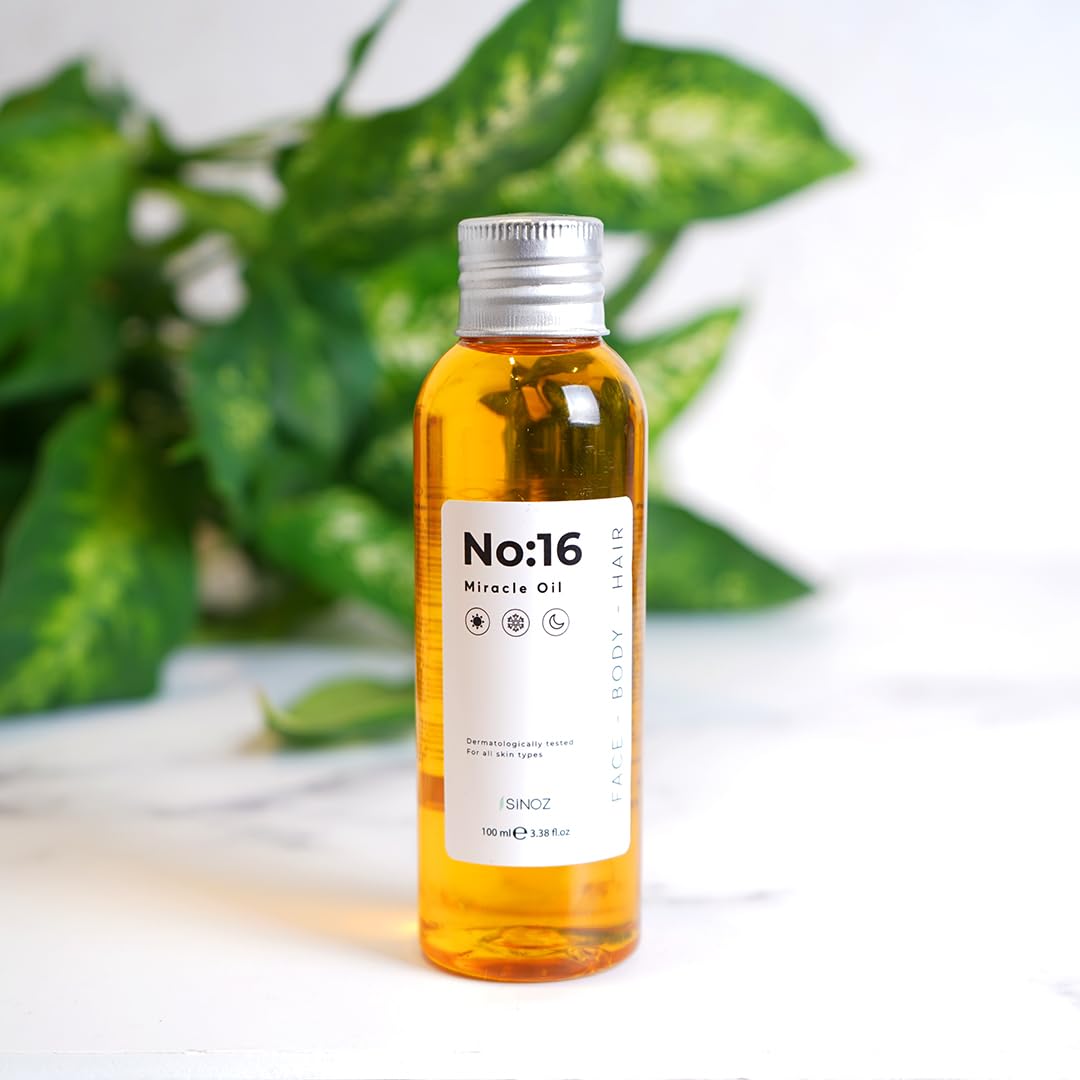 Sinoz No:16 Miracle Oil | Multi-Purpose Nourishing Oil for Face, Body & Hair | With 16 Botanical Oils | Restores Dry Skin & Adds Shine to Hair | 100 ml