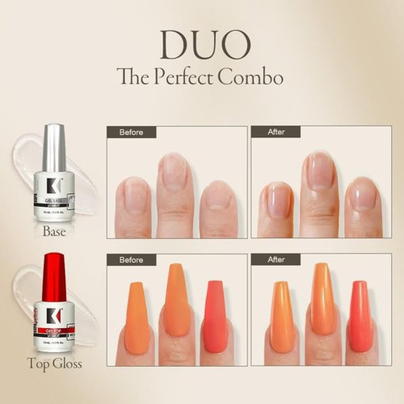 KUPA GelFinity - Soak Off Gel - Base & Top Coat Glossy Finish (No-Wipe) 0.5 Fl Oz