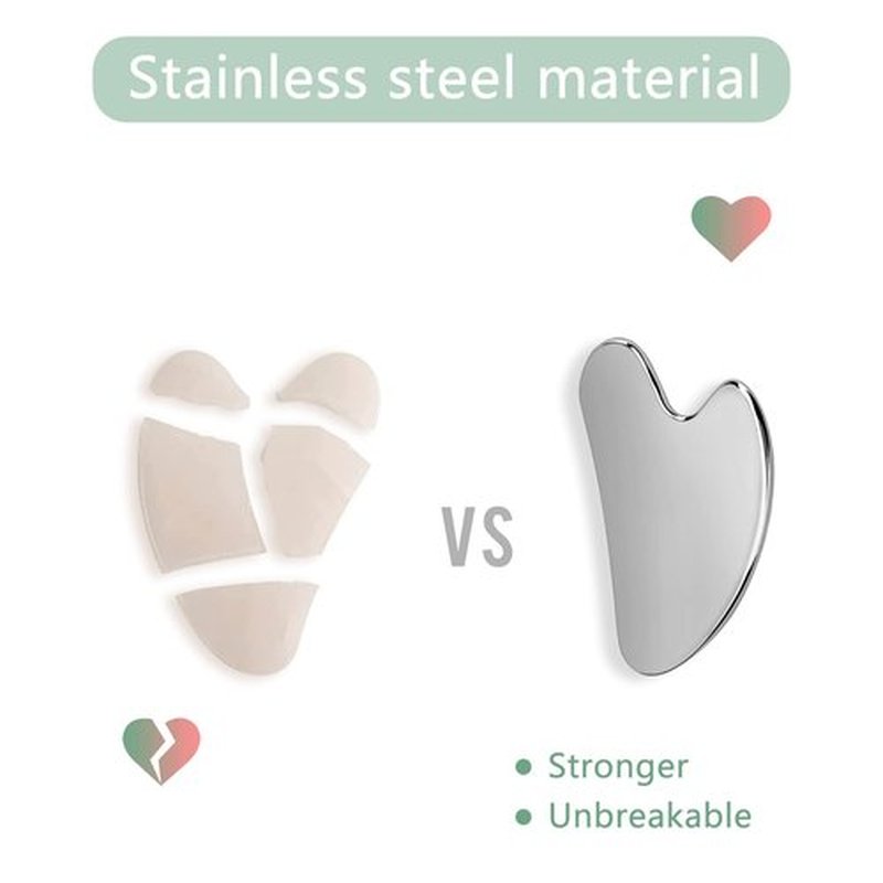 OXT Gua Sha, Stainless Steel Gua Sha Facial Tools, Guasha Tool for Face Upgraded, Guasha Stainless Steel (Silvery)