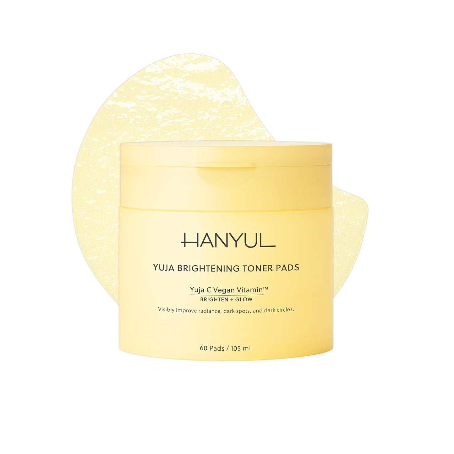 HANYUL Yuja Toner Pads | Korean Yuzu Face Toner Pads with Vitamin C & 5% Niacinamide | Visibly Reduce Dark Circles, Dark Spots, Even Tone, Boost Glow for Face & Undereyes | All Skin Types | 60 Pads