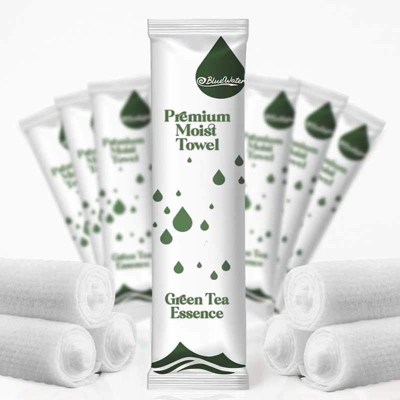 Individually Wrapped Moist Pre-Scented Towels - Premium Hot/Cold Towels | 100-Pack, 12x12in., Green Tea