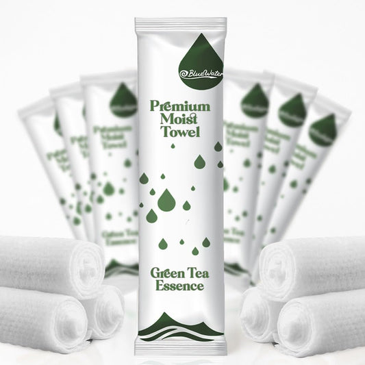 Individually Wrapped Moist Pre-Scented Towels - Premium Hot/Cold Towels | 100-Pack, 12x12in., Green Tea