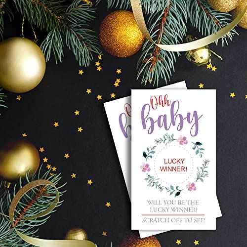 Haizct 50 Pack Blank Gift Certificate Scratch Off Cards for Small Business, Spa Beauty Makeup Hair Salon, Bridal Shower, Baby Shower, Country Wedding, Wedding Ideas (Purple Flowers)