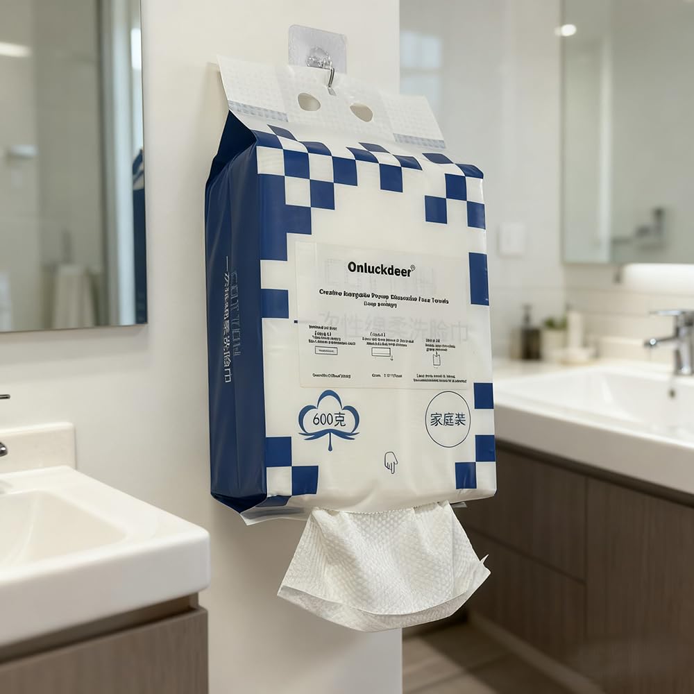 【Large Pack】Disposable Face Towels 160 Count,Hanging Design100% Bio-based Viscose Ultra Thick Face Towelettes,Dual-Texture,Single Use Face Towels Dry Wipes for Blemish or Sensitive Skin (160 count)