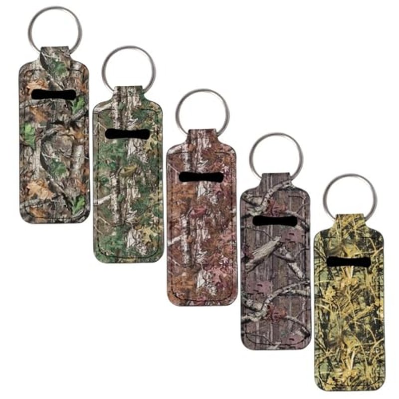 SEANATIVE Camo Hunting Chapstick Holder 5 PCS Lipstick Holder Keychain Lipstick Sleeve Pouch Lip Balm Holder Lipstick Bag for Keychain Travel Accessories Gift for Girls and Women