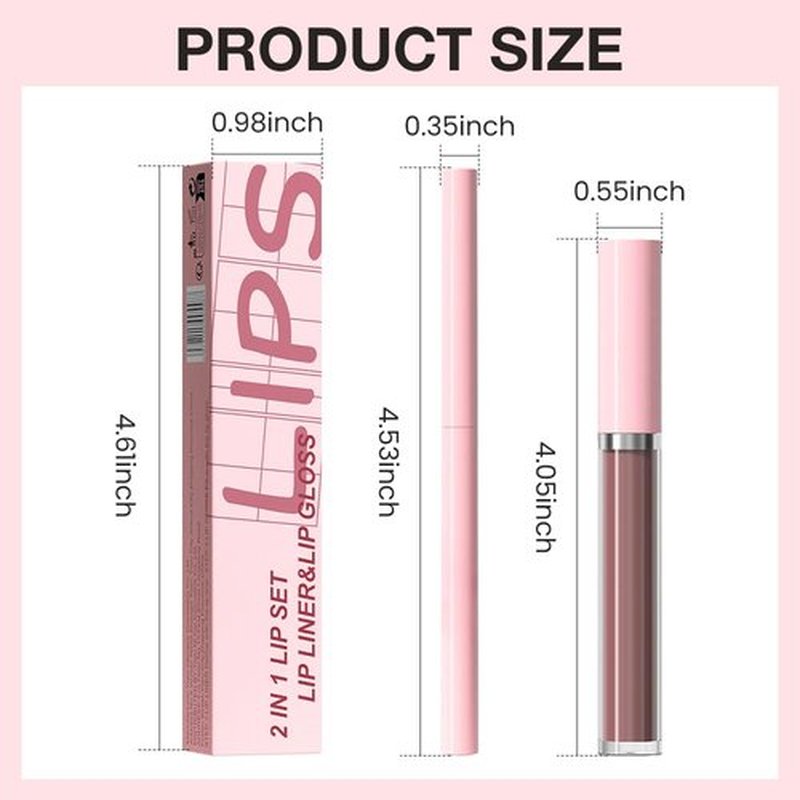 JUAAZIN 2pcs Rose Taupe Matte Lip Liner and Lipstick Makeup Set, Vegan Lipstick Lip Liner and Gloss Set Lip Stain Long Lasting Waterproof Smudge-Proof Properties Non-stick Cup(Rose Taupe 10#)