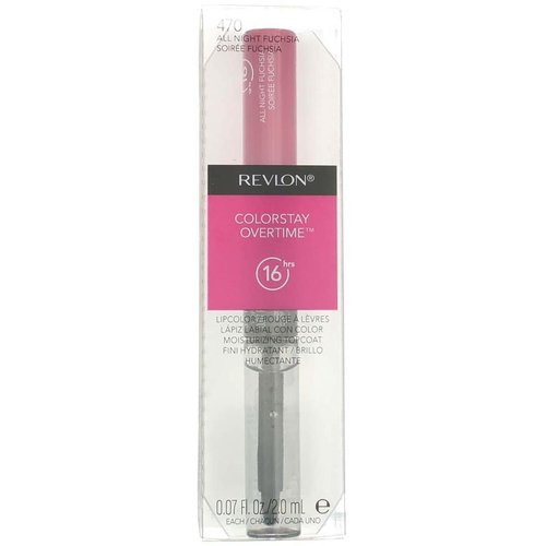 Revlon ColorStay Overtime Lip Color,470 All Night Fuchsia, (Pack of 2)