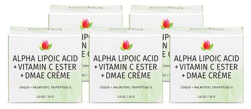 Reviva Labs - Alpha Lipoic Acid Vitamin C Ester and DMAE Cream, 2 Ounce, 5 Pack.