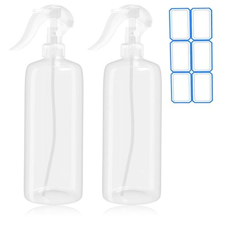 DTDNZKN 2 Pack 16.9 Oz (500ml) Spray Bottles for Hair, Plants, Cleaning, Cooking, BBQ, Cats - Fine Mist, Refillable, Reusable
