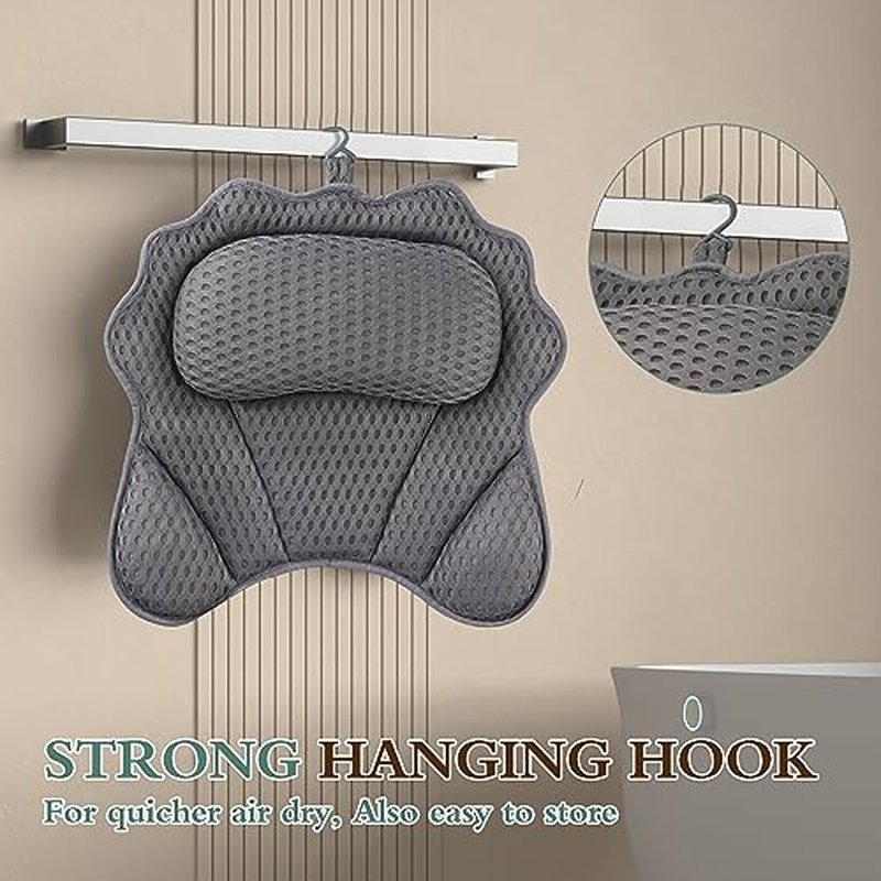 Bath Pillow RUVINCE Ergonomic Luxury Bathtub Pillow with Head,Neck, Shoulder and Back Support, 4D Bath Pillows for tub with 6 Powerful Suction Cups, Fits All Bathtub