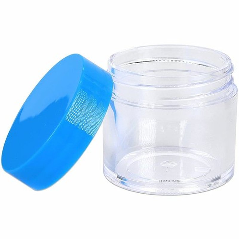 Beauticom 30g/30ml (1 fl. oz.) Double Wall Clear Plastic Leak Proof Jars with Flat Top Lids for Creams, Lotions, Make Up, Powders, Glitters, and more... (Color: Blue, Pieces: 12)