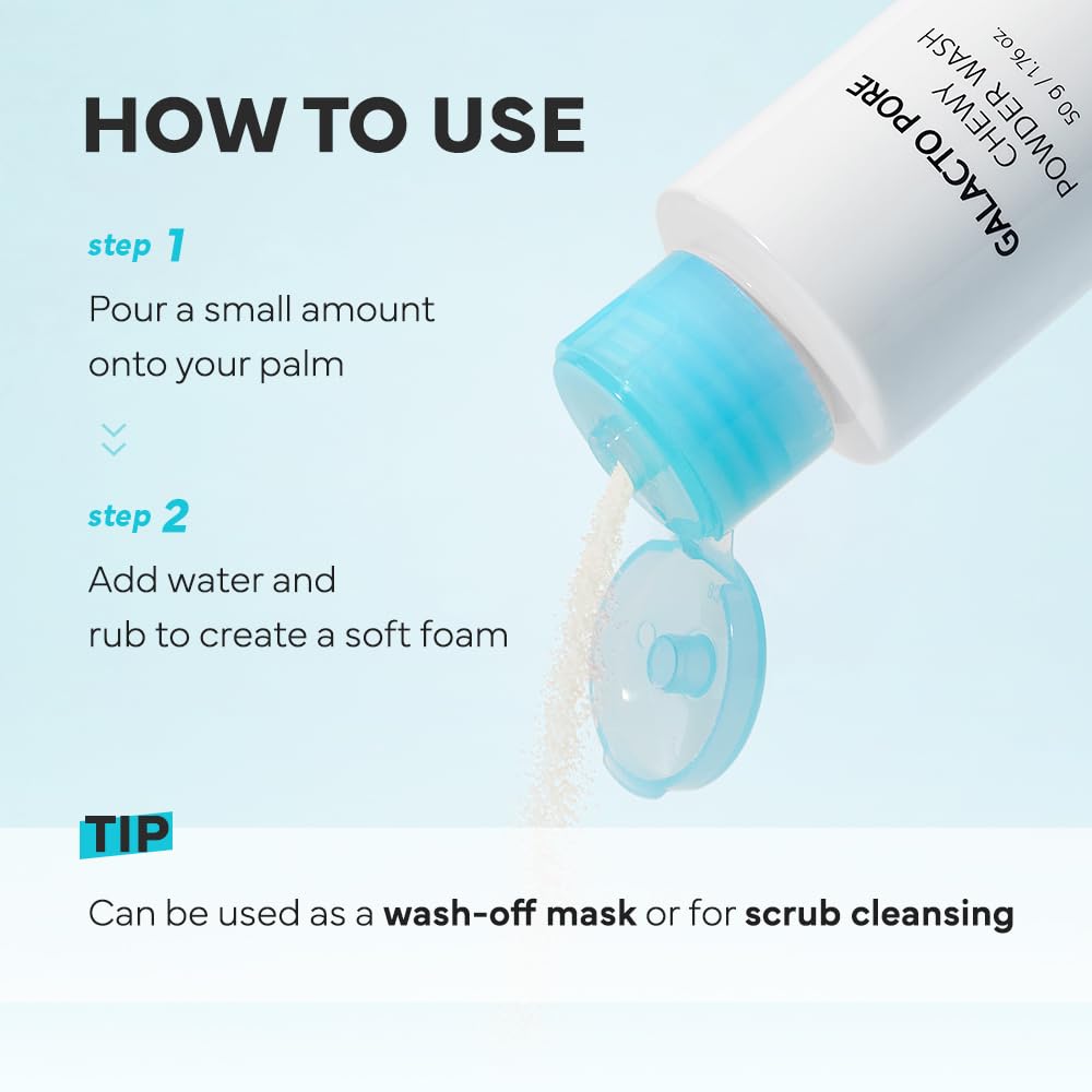 SAM'U Galacto Pore Chewy Powder Wash, Pore Enzyme Cleanser, 1.76 oz
