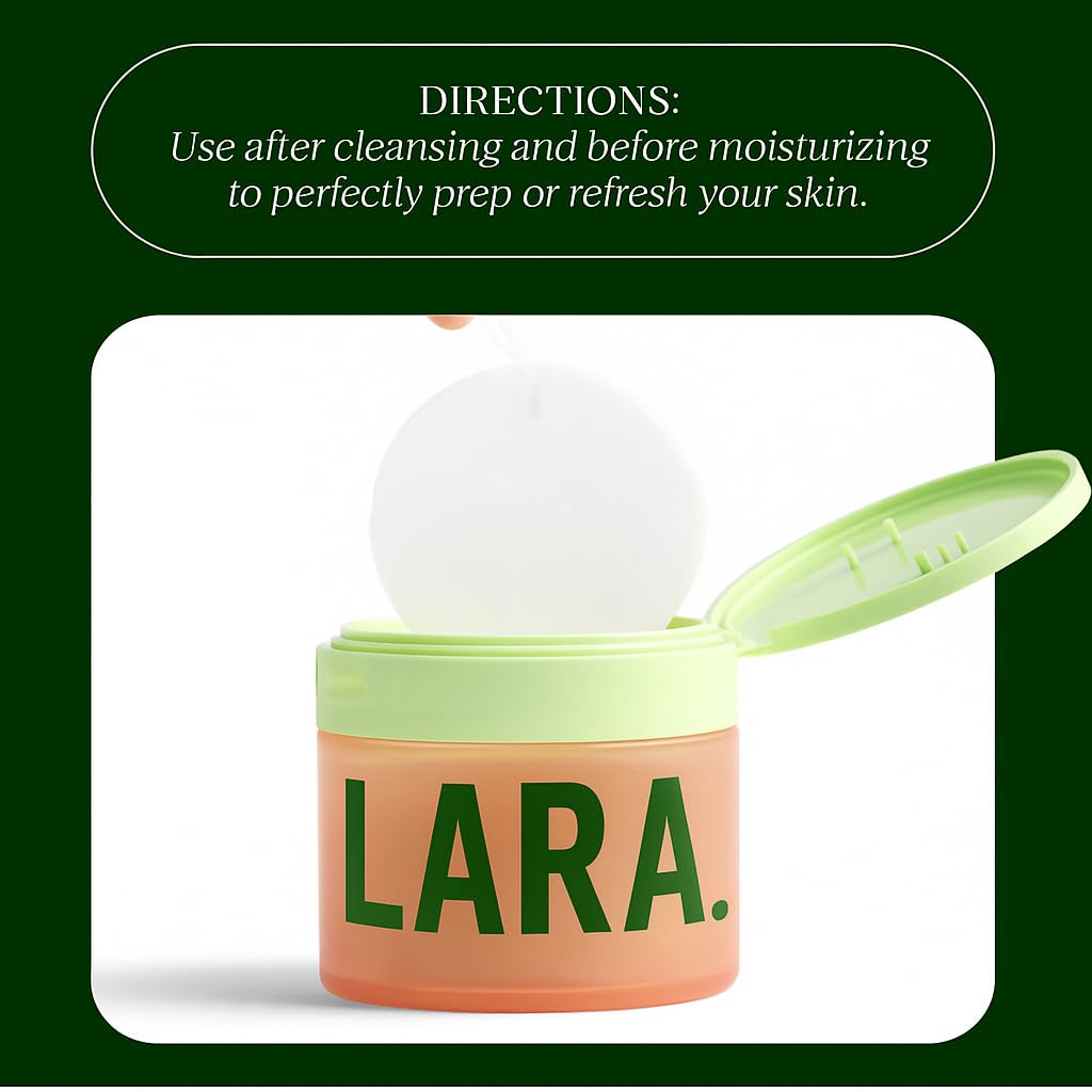 LARA. Skin Cell Renewal Toning Pads, 100-Count Hypoallergenic Collagen Moisturizing Face Pads,korean moisturizer for dry skin, Dark Spots Remover with Vitamin C
