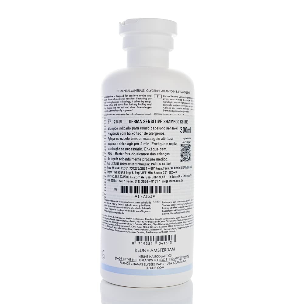Keune Care Derma Sensitive Shampoo - Soothing Allergen-Free Cleanser for Dry Scalp, 10.1 Fl Oz