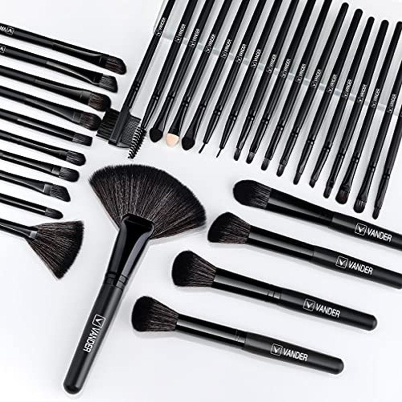 Make up Brushes, VANDER Professional 32pcs Makeup Brush Set, Makeup Brushes Set Foundation Blending Cosmetic Brush Set Kit,Black（Cosmetic bag not included）